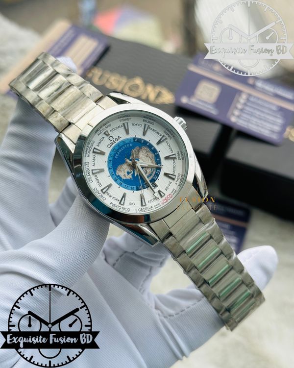 Omega WorldTimer Silver blue Quartz Watch (AA Grade)