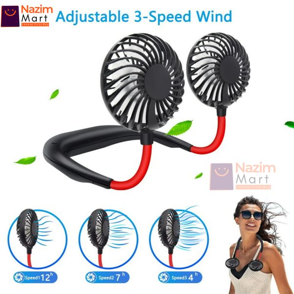 HEMICO Hanging Neck Fan USB Rechargeable Wearable Neckband Face Fan For Kitchen Airflow