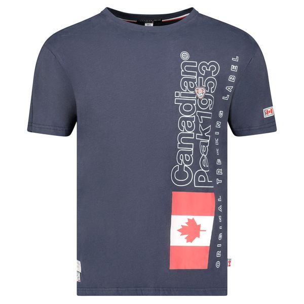 T-Shirt Col Rond avec Impressions et Drapeau Marin