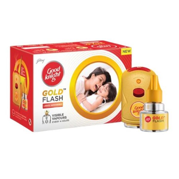 Godrej Good KnightGold Flash Liquid Vaporizer Activ+Twin Pack 45ml 1 pcগোদরেজ গুড নাইট গোল্ড ফ্ল্যাশ লিকুইড ভ্যাপোরাইজার অ্যাক্টিভ + টুইন সেভার প্যাক