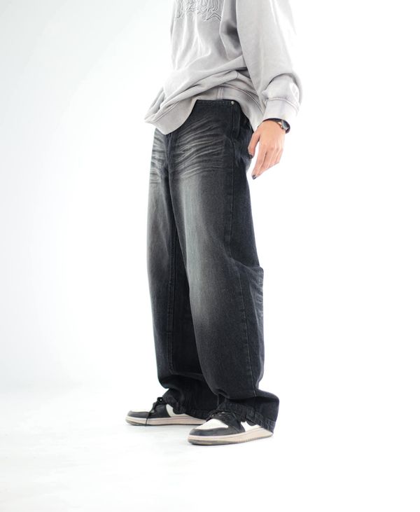 Faded black baggy fitted denim pant