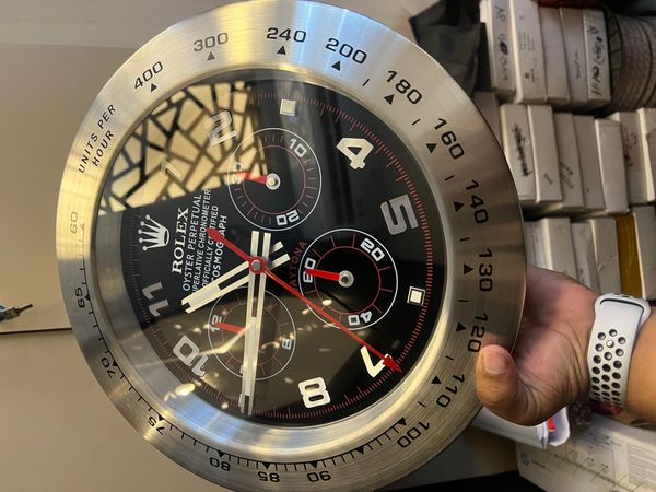DAYTONA SILVER BLACK WALL CLOCK