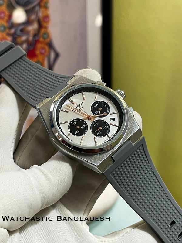 PRX Chrono Grey belt Rose gold digit