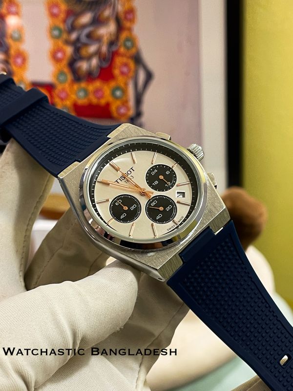 PRX Chrono Blue belt Rose gold digit
