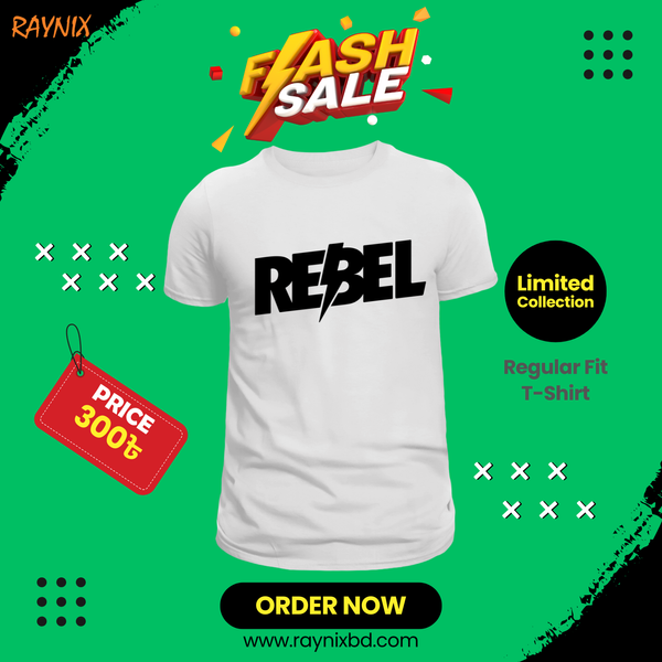 REBEL Typography Graphic T-Shirt – Premium Cotton | Regular Fit T- Shirt