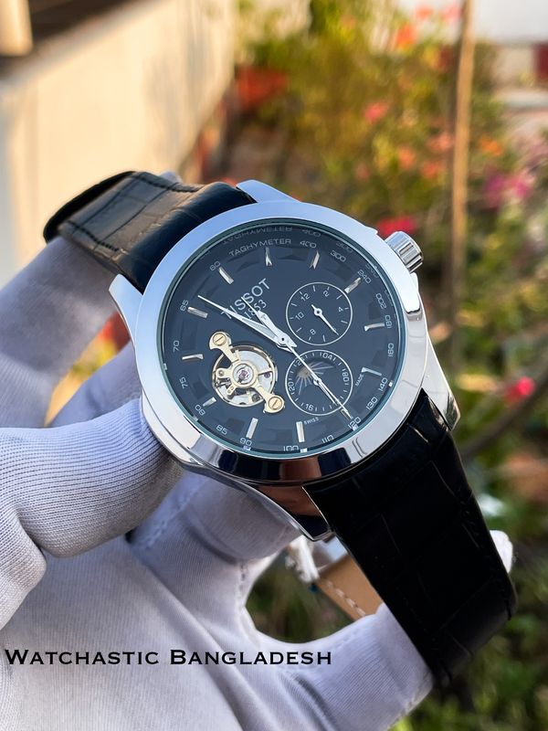 TISSORT AUTOMATIC+CHRONO SILVER CASE BLACK DIAL