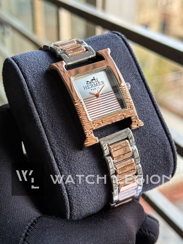 HERMES ROSE GOLD TWO TONE WHITE DIAL