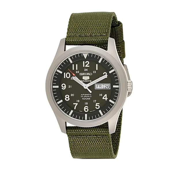 Seiko 5 Sports Automatic Green Dial Nylon Men's Watch- SNZG09J1