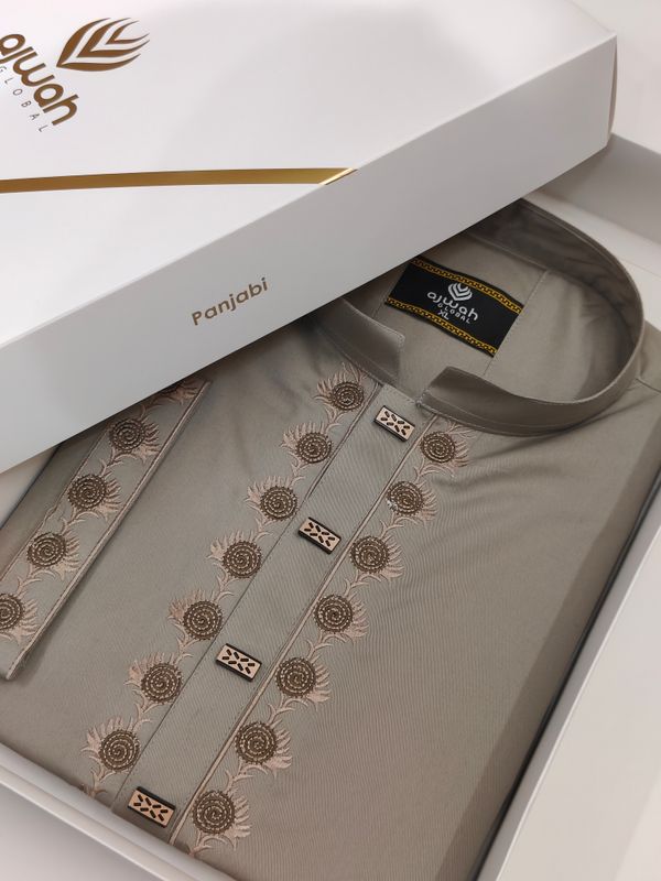 Regal Ash Embroidery Panjabi -A3L105