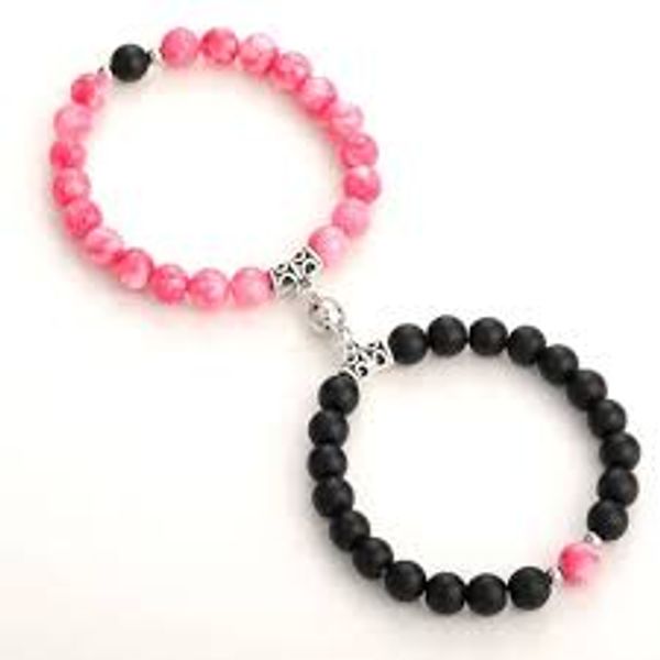 2pcs/set NaturalStone Beads Yoga Bracelet For Lovers Magnet Couple Bracelets