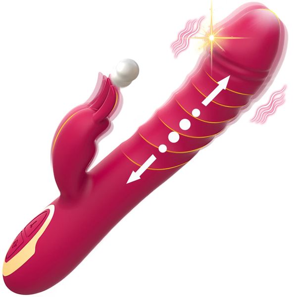 Thrusting Dildo Vibrator Adult Toys for Women Rabbit G Spot Vibrator with Thrusting Vibrating Modes Silicone Clitoral Stimulator