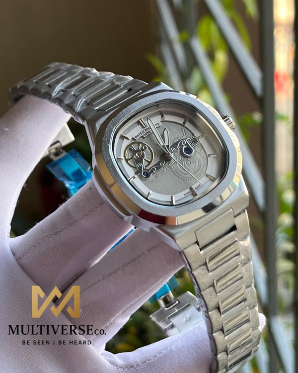 PP UNIQUE DIAL SWEEP SILVER CHAIN WHITE DIAL (AA)