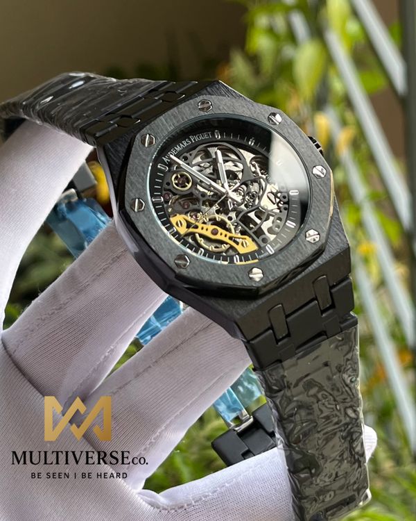 AP SKELETON AUTOMATIC BLACK DIAL BLACK CHAIN (AA)