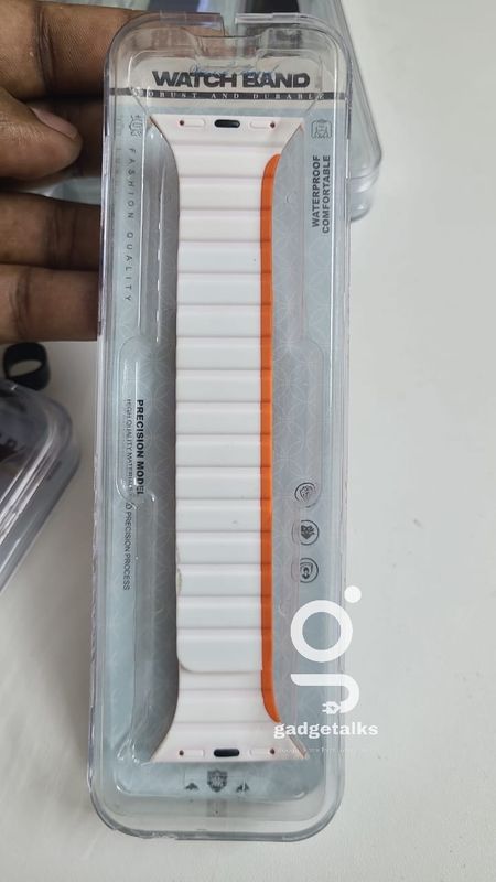 Stop Line Magnet Strap For Smart Watch- 42/44/45/49mm Silver+Orange/Olive+Off white etc.