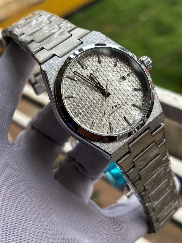 Tissot Prx Chain Silver White Dial Waffle