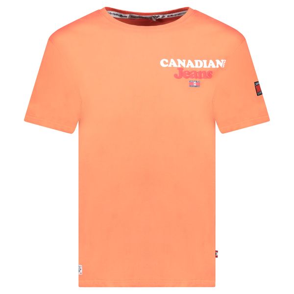 Canadian Peak JOUPPEAK Homme - T-Shirt Col Rond avec Drapeaux et Impressions Corail