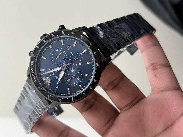 ARMANI CH GLOSSY BLK DIAL BLUE