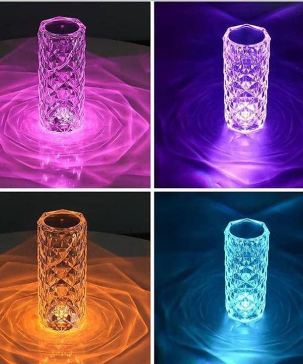 Rose Crystal table Lamp 16 Color Changing RGB Touch Lamp USB Romantic LED Rose Diamond desk Lamps for Bedroom Living MHN - charger light