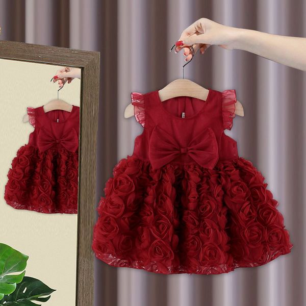Imported 👗 Girls’ Summer Lace Mesh Princess Dress – Baby Bow Vest Style