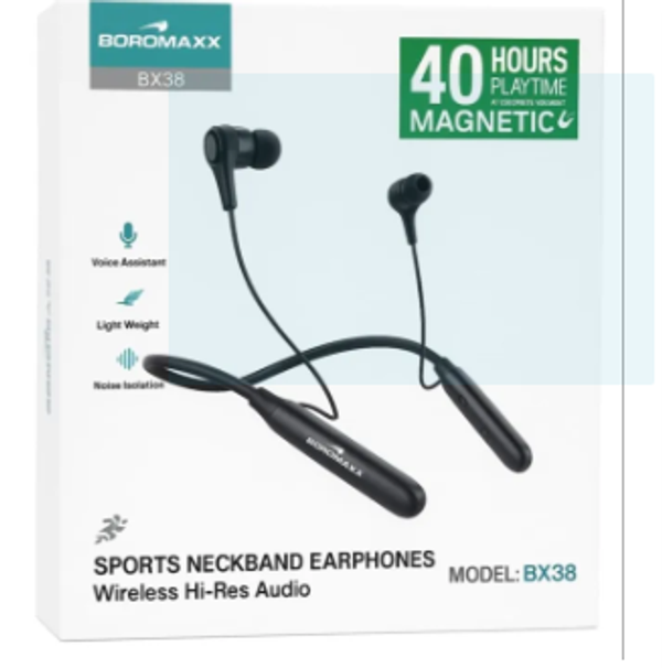 BOROMAXX BX38 Wireless Neckband 40H Backup 200MAH Battery Deep Bass | Noise Canceling Bluetooth Headset