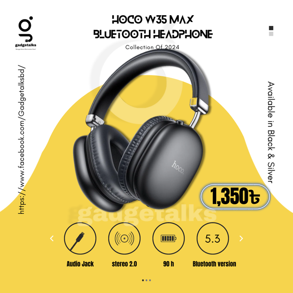 Hoco W35 Max Wireless Headphone- Black Color