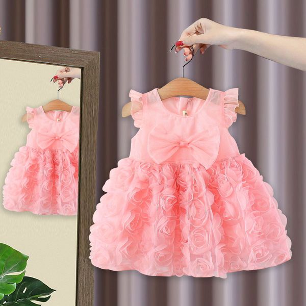 Imported 👗 Girls’ Summer Lace Mesh Princess Dress – Baby Bow Vest Style