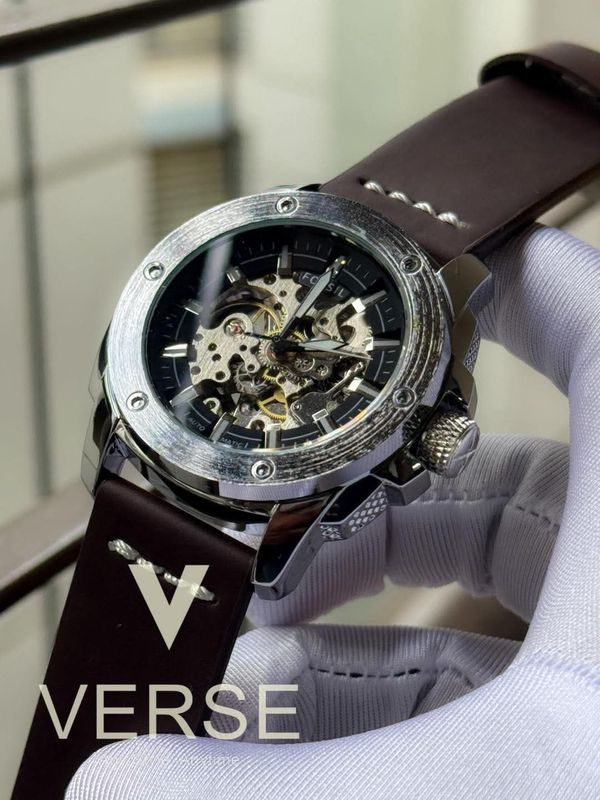 Fossil Auto brown belt black dial