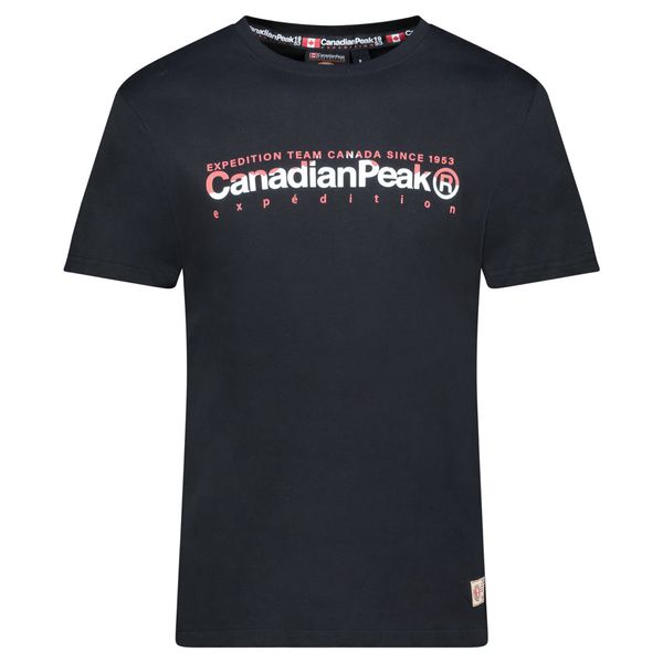 Canadian Peak JOPEAKEAK Homme - T-Shirt Col Rond avec Impressions et Drapeau Noir