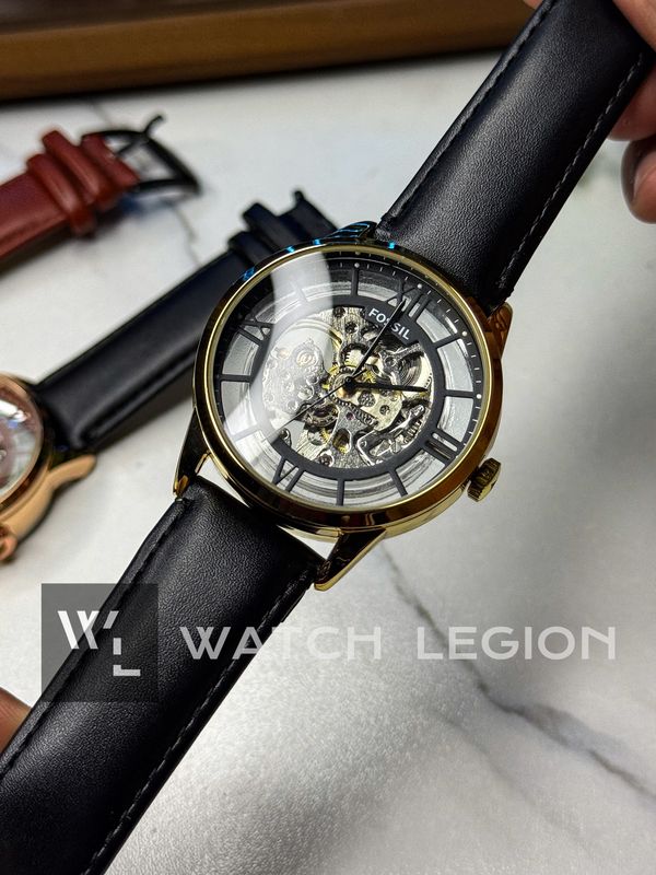 FOSSIL AUTO SKELETON BLACK BELT GOLD CASE