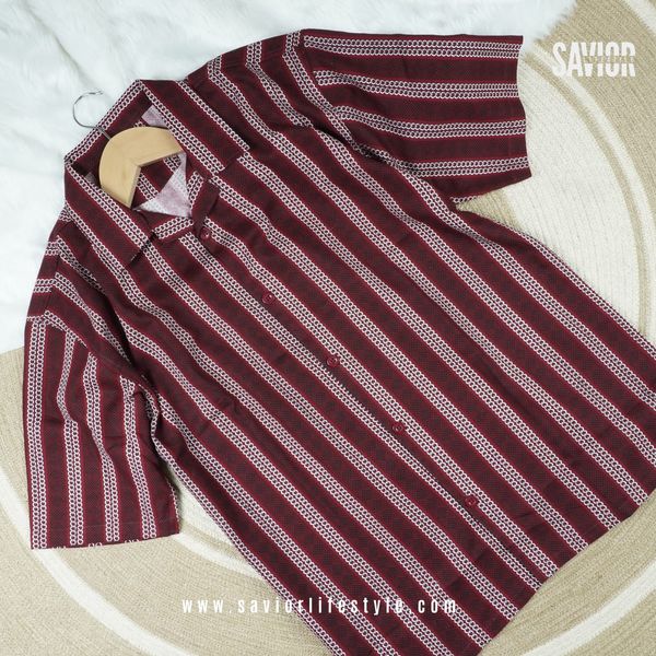 Maroon Strips Cuban Shirt