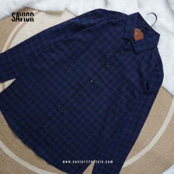 Blue Check Full Sleeve Pocketless Shirt