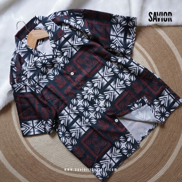 Dark Maze Drop Shoulder Cuban Shirt