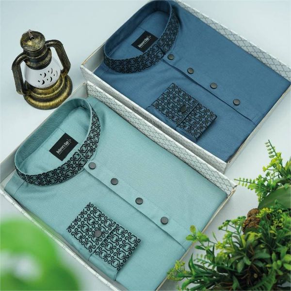 (Only L-42) 1 pis Availave.Cotton Premium Ash & Mint Panjabi - 2134