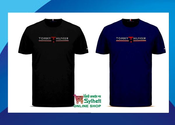 Tommy Premium Drop Shoulder T-Shirt Combo Stylish & Comfortable Fit – Made from Premium Cotton Fabric, Colour Black and Navy Blue