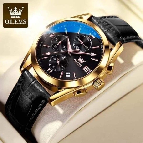 Fashionable Glass Quartz Analog Men's Watch- Black