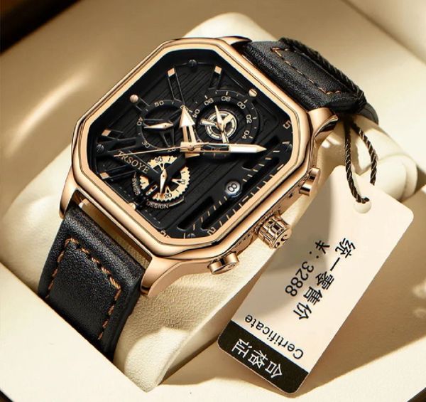 TRSOYE Luxury Fashion Leather Belt Wristwatch for Men - Elegant Timepiece