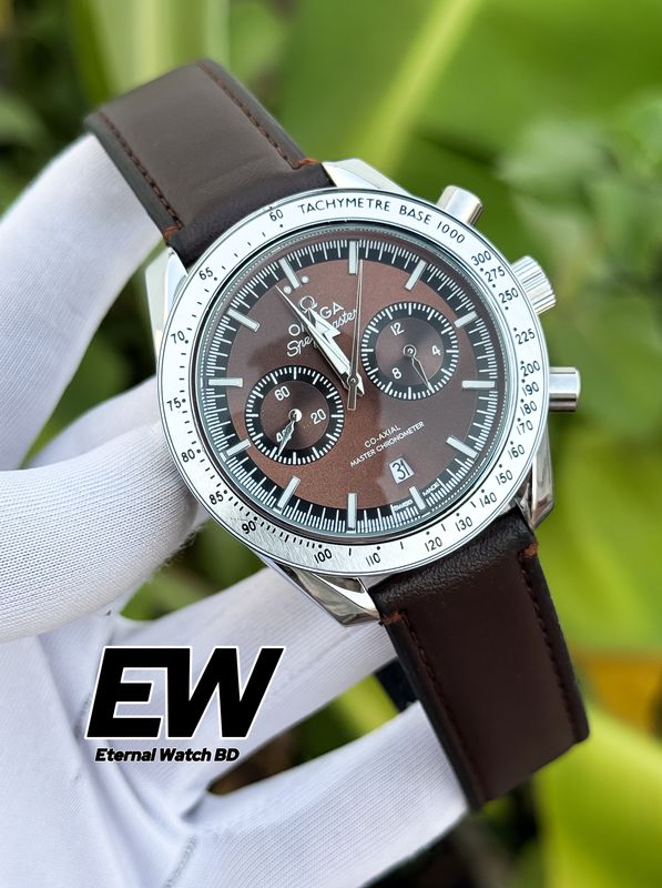 OMEGA 57 SPEED MASTER BROWN BELT BROWN DIAL SILVER CASE