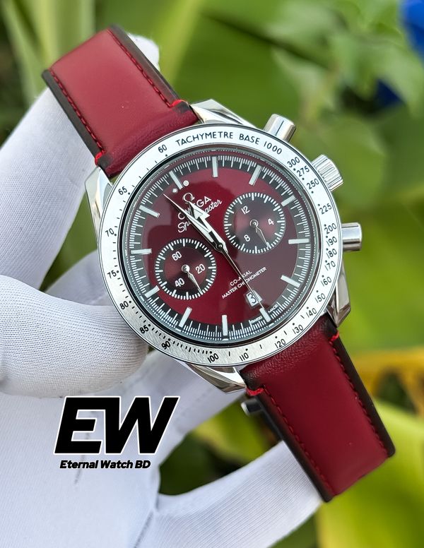 OMEGA 57 SPEED MASTER RED BELT RED DIAL SILVER CASE
