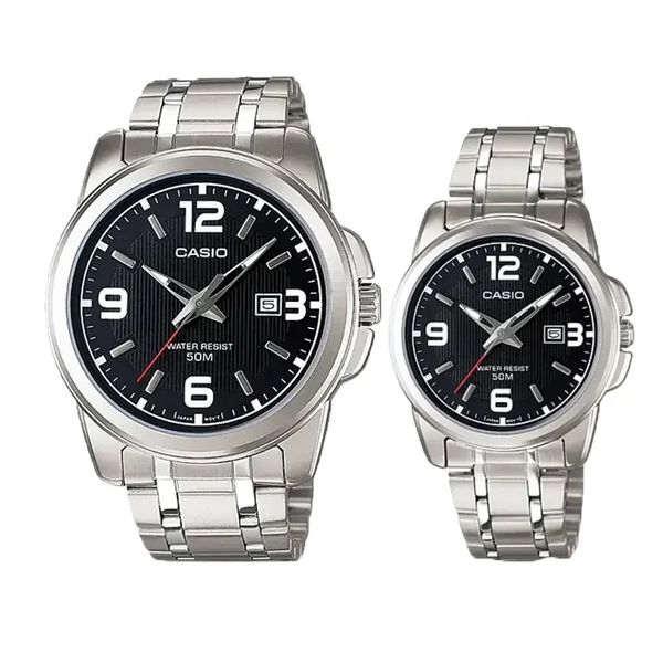 Casio Enticer Japan Black Dial Couple Watch- MTP/LTP-1314D-1AV