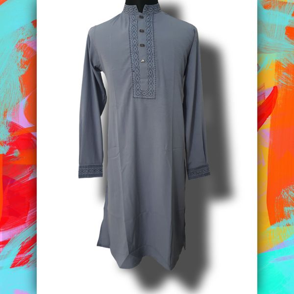 Premium Embroidery Punjabi (Bluish Ash)