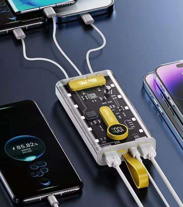 20000mAh Power Bank With Cable 22.W Fast Charging Multiple USB Port