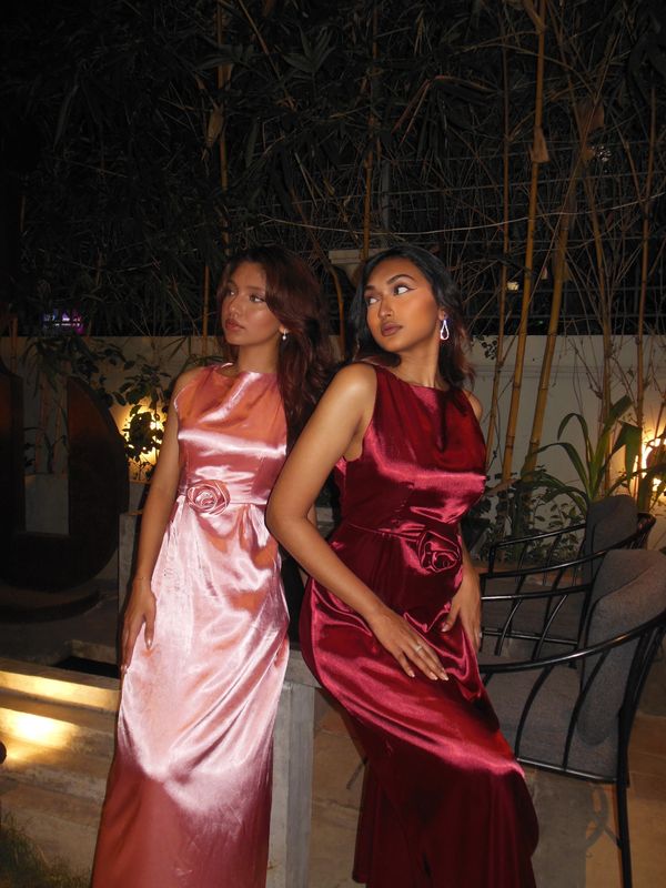 Rosé Satin Dress
