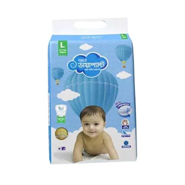 Bashundhara  diaper pant Baby L 7-12kg 40Pcs বসুন্ধরা ডায়াপার প্যান্ট বেবি ডায়াপার