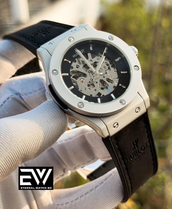 HUBLOT AUTOMATIC VELVET BLACK BELT SILVER CASE