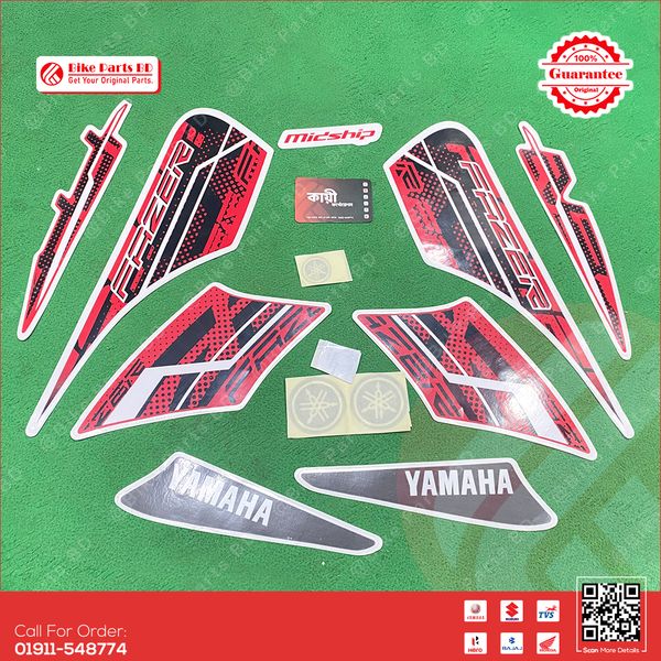 Full Set Sticker for Yamaha Fazer V1 (White & Red Colour) bike.