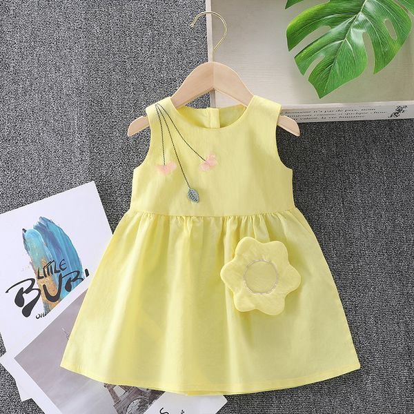 Girls Cotton Summer Dress Sleeveless Vest Beach Princess Skirt Cute Floral Print Soft Fabric