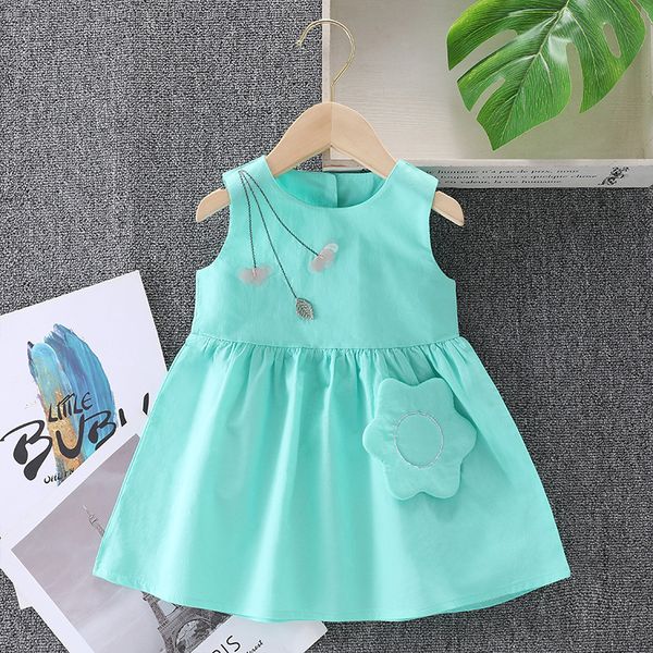 Girls Cotton Summer Dress Sleeveless Vest Beach Princess Skirt Cute Floral Print Soft Fabric