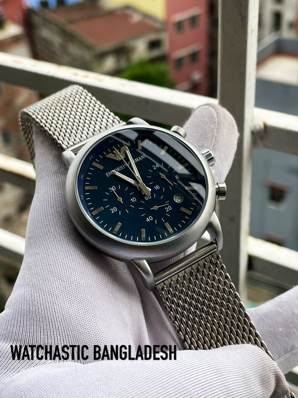 Armani Mesh Chain Matte Blue Dial