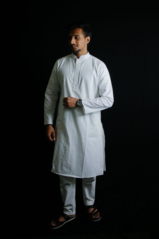 Men's Embroidery Panjabi - White