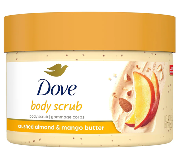 Dove Exfoliating Body Polish Scrub for Dry Skin with Crushed Almond and Mango Butter, 298g - Image 1